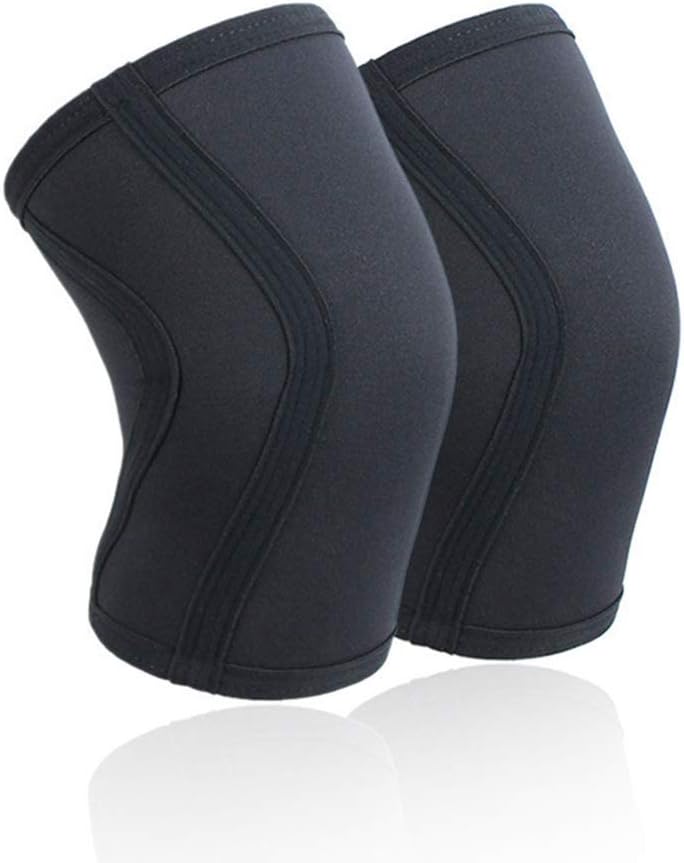 1 Pair Squat Knee Protector Knee Brace Support High Performance Thickening 7mm Neoprene Knee Pads for Volleyball Weight Lifting(E,M)