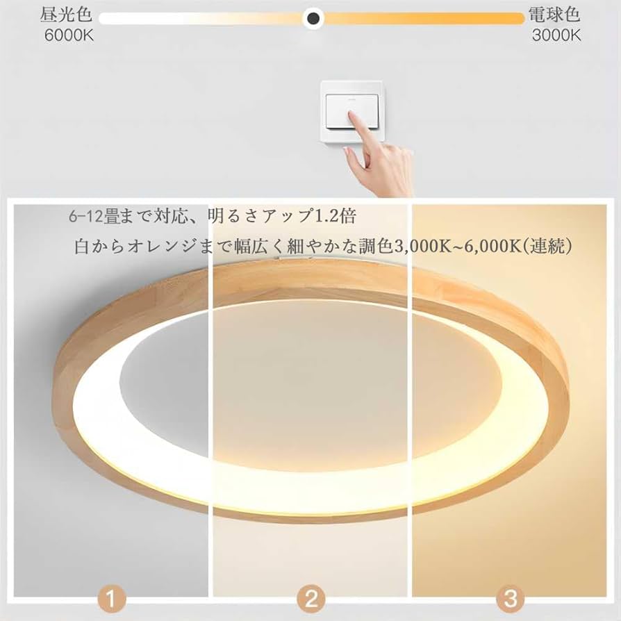 Amazon.co.jp : Lobpor シーリングライト 6畳 8畳 木目調 照明