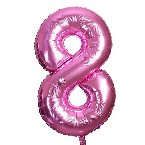 Smarcy Globos Número 8 Decoración de Cumpleaños 8 Años Fiesta de Cumpleaños (Rosado)