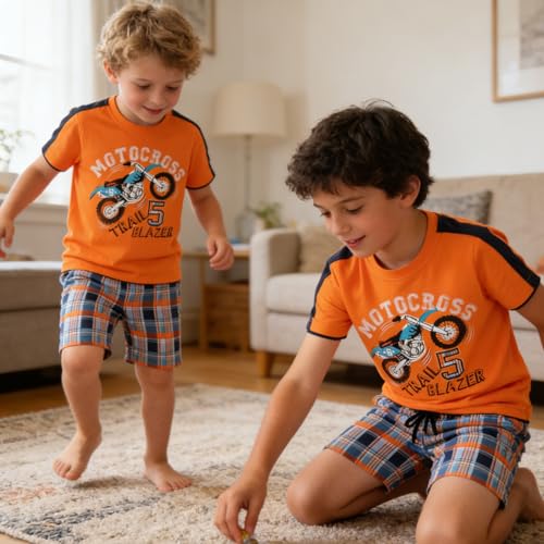 Image of Boy Shorts Sets Dinosaur Animal Print Shirt Summer Outfits Set 2pcs Casual Clothes