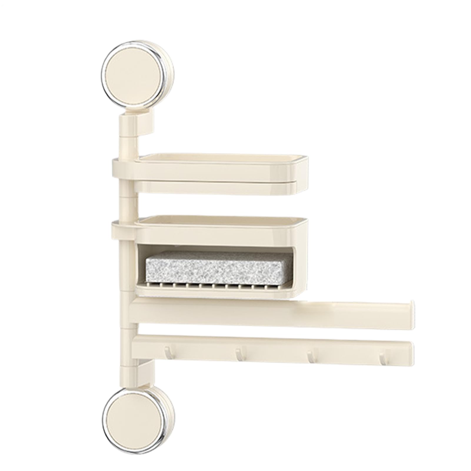 Porte-serviettes mural rotatif 180° avec étagère et porte-savon pour salle de bain