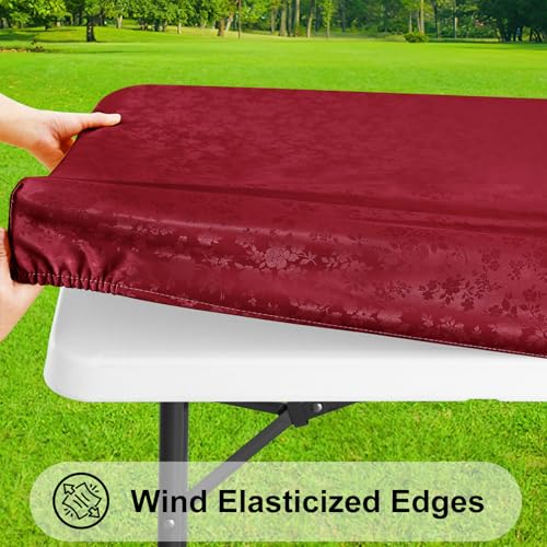 Image of Smiry Heavy Duty Vinyl Fitted Tablecloths for 6 Foot Rectangle Tables