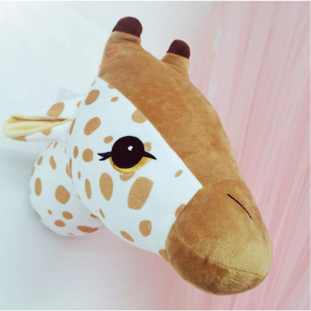 SHIKUN Colgante de pared de animal hecho a mano, decoración de pared de cabeza de animal, arte de pared de guardería para niños y niñas, habitación de niños