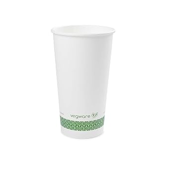 Vegware Plant-Based Compostable 20oz White Hot Cup, 89-Series Case of 1000