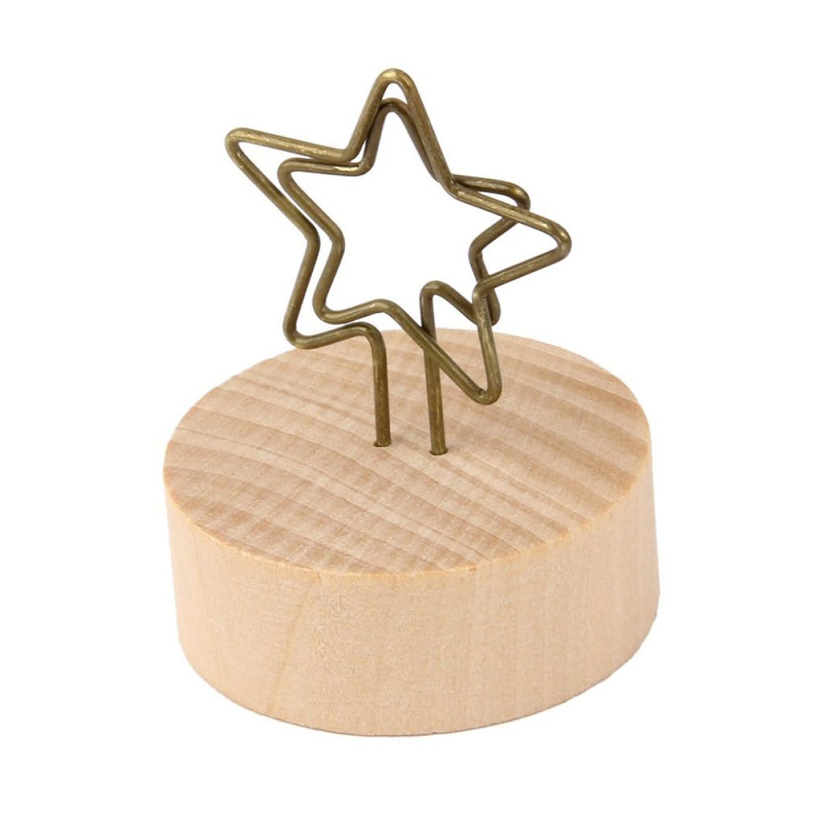 Ciieeo Wooden Base Star Memo Clip Holder for Notes Photos Cards Stylish Desktop Organizer for Home Office Use Space Saving Design Unique Fun Shape