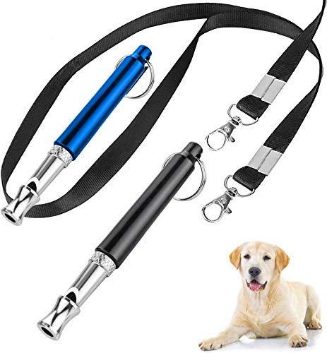 AOSEA Dog Whistle 2 Pack Professional Ultrasonic Dog Training Whistle With Lanyard Adjustable Frequencies, High Pitch Training Assistant for Stopping Barking, Fetching, Sitting and Recall
