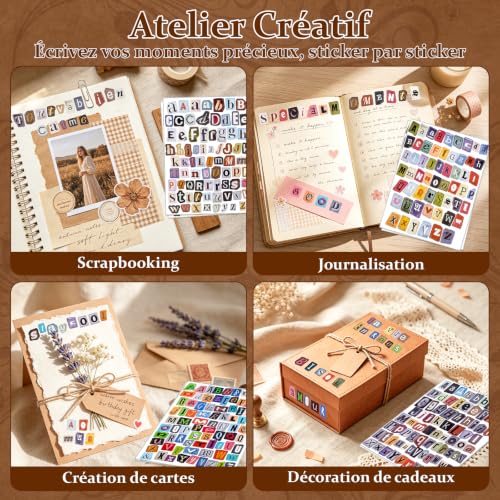 Coicok 1148 Pièces Stickers Scrapbooking, Lettres Autocollantes Vintage – vue 8