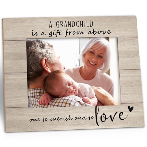 Kneaotoaji Grandchild Picture Frame 10x8 - First Time Grandma Grandparents Gifts from Grandkids for Mothers Day, New Grandparents Wooden Photo Frames for 5x7 Photo