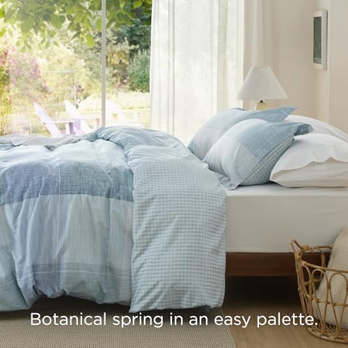 Image of Bedsure Duvet Cover King Size - Gingham Reversible Buffalo Plaid Duvet Cover Set with Zipper Closure, 3 Pieces Blue Bedding Set with 8 Corner Ties and 2 Pillow Shams 20 inchx36 inch