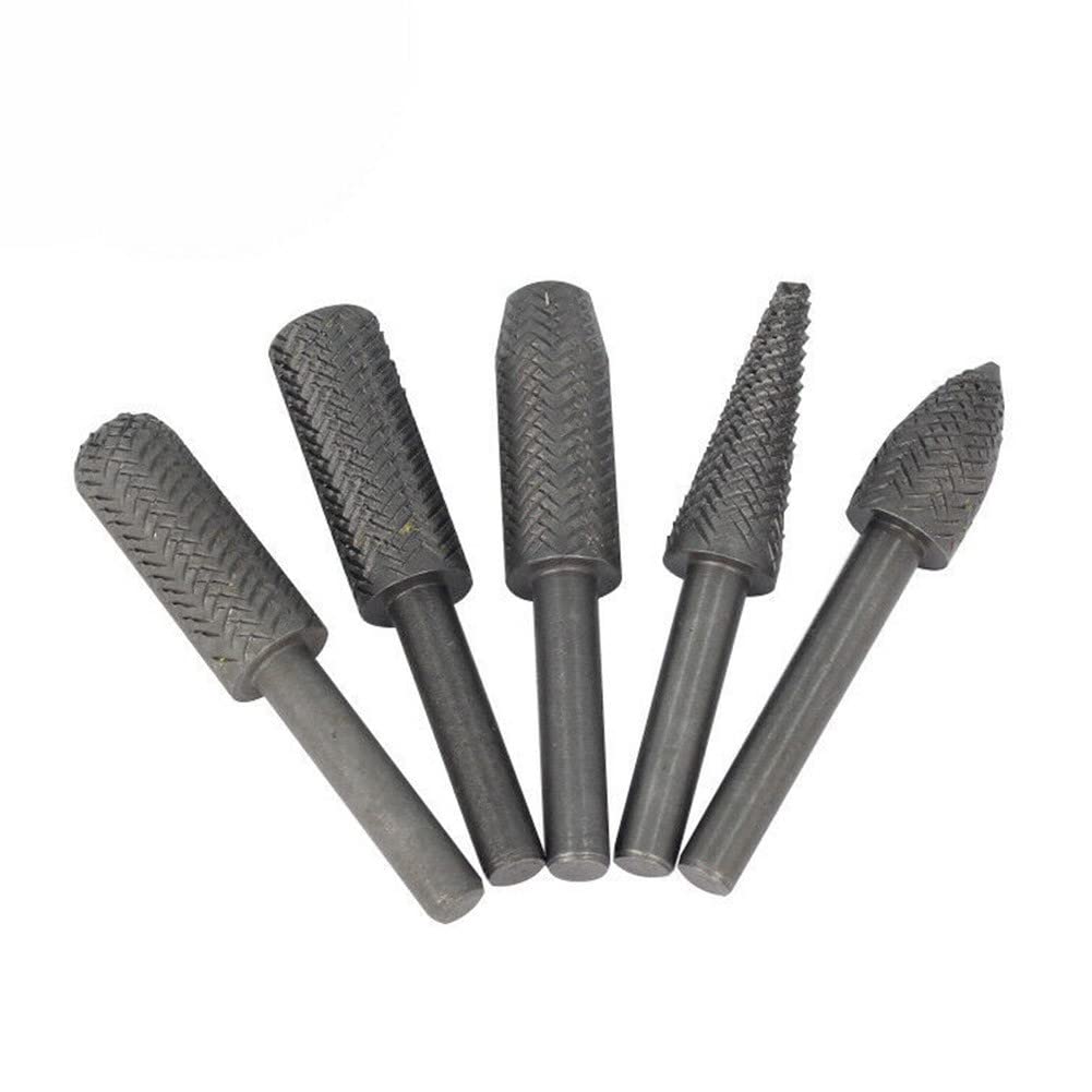 Set di 5 pezzi di lima rotativa elettrica, lima in acciaio goffrato, lima in metallo morbido, testa di smerigliatura elettrica, testa di lima elettrica 6mm