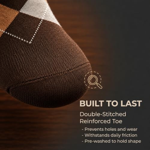 Image of ANCHOR, Cotton Argyle Socks for Men Full Length, Formal Cotton Mens Socks, Free Size, Pack of 5