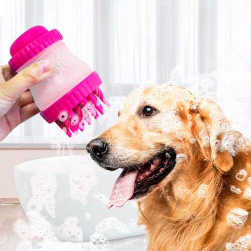 Prime Pet Grooming Bath Brush Soft Silicone Massage Comb Shampoo Dispenser Shower Brush for Long Short Haired Dogs Cats Cleaning Pack Of 1