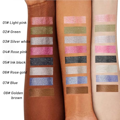 Image of WanTuoluo Sparkly Eyeshadow Palette for Women, Single Monochrome Eye Shadow Makeup, Shiny Pressed Cream Powder, Blendable Natural sombras para ojos, Holographic,Vegan,Travel (06-Glitter-Rose Glod)