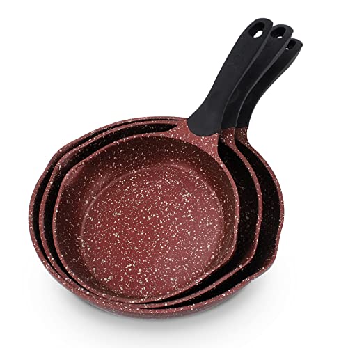 ROSSETTO Set de 3 poêles 20+24+28cm, en fonte d’aluminium, avec revêtement antiadhérent, sans PFOA, ni PFOS, compatible tous feux dont induction