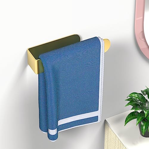 Image of HUFEEOH Adhesive Hand Towel Holder, Kitchen Towel Hanger Towel Bars Wall Mounted, Stainless Steel Bath Towel Holder for Bathroom Hotel Kitchen (8 inch, Gold)