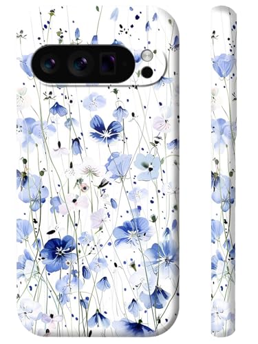 for Google Pixel 10 Pro XL Case Case Slim Lightweight Hard PC Shell Cover Blue Flowers Design Women Men Wireless Charging Anti-Scratch Shockproof Protective Phone Case for Pixel 10 Pro XL 6.8" 2025