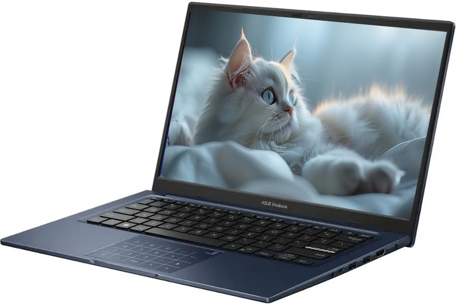 Image of ASUS Vivobook 14(2025), 14 inch, FHD Slim Laptop, Intel 13th Core i5-1334U, UHD Graphics, Privacy Camera, Bluetooth5.1, Windows 11 H, Quiet Blue, W /HDMI (12GB RAM | 512GB SSD + HDMI)