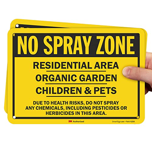 SmartSign (Pack of 2) 7 x 10 inch No Spray Zone - Residential Area Children & Pets Organic Garden Sign 55 mil HDPE Plastic Black and Yellow Made in USA