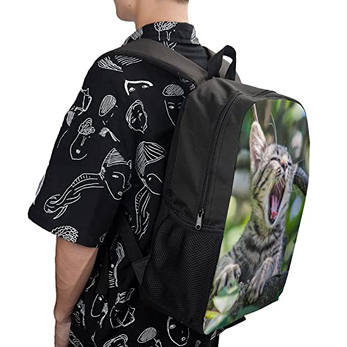 Sac à dos grande capacité 17 pouces imprimé 3D chat résistant - 4