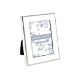 Laura Ashley 2x3 White Enamel Picture Frame, Silver Metal Edge with Easel, for Countertop, Counterspace, Tabletop Display, Bookshelf, Desk, Wall Décor, Photo Gallery (2x3, White W/Silver)