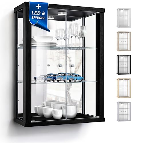 K-Möbel Wandvitrine (80x60x25cm) - Made in Germany - Glasvitrine hängend...