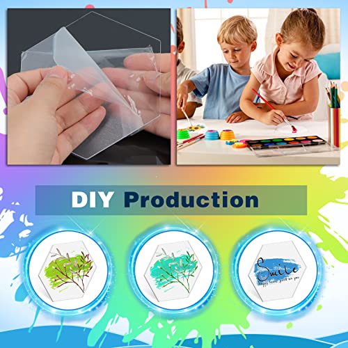50 Stück klare Acrylplatten, 4 Zoll Transparente Sechseck Acryl Rohlinge Scheiben, Acrylscheibe Hexagon für Bilderrahmen, Glasersatz, Malerei, DIY Bastelanzeige Display