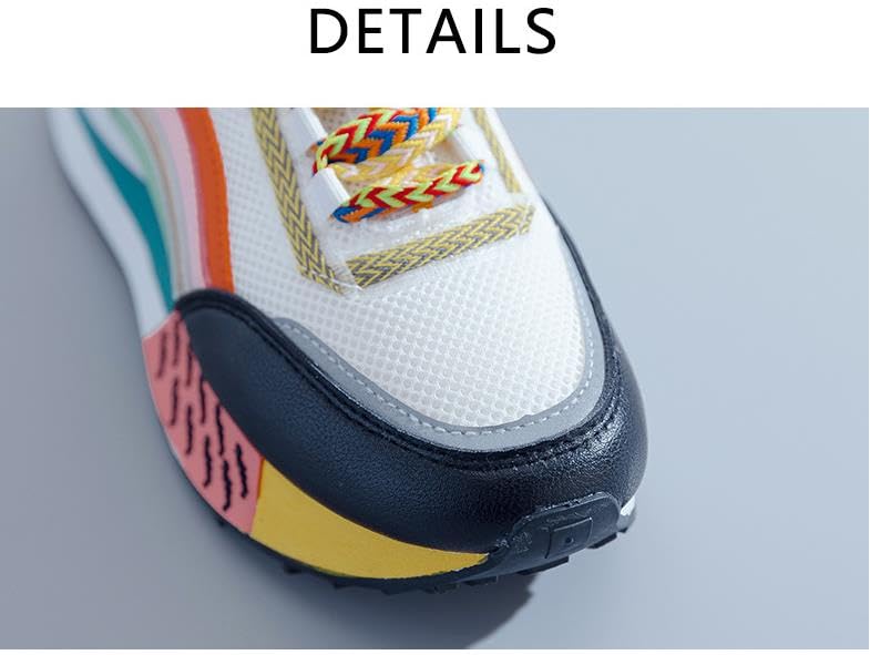 Women's Fashion Platform Mid-Top Sneakers with Sparkling Bead Chain - Breathable Mesh, Lace-Up Casual Shoes for All Seasons3