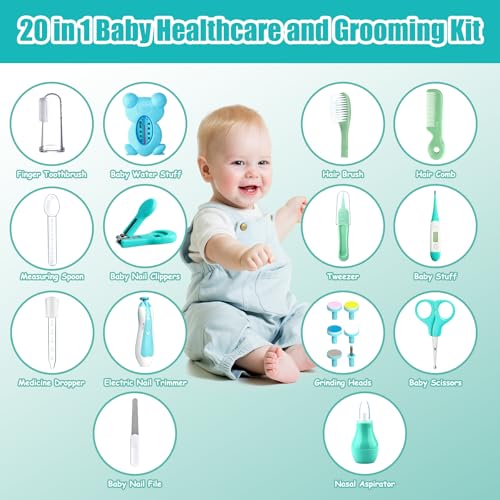 image for UHFi Baby Healthcare and Grooming Kit, 20 in 1 Portable Baby Safety Ca