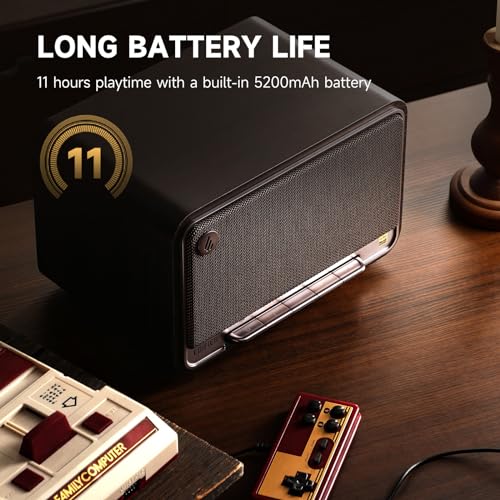 Image of Edifier D32 Tabletop Wireless Speaker, Hi-Res Audio Bluetooth Speaker, Portable Retro Combo Speaker, 60 Watts RMS, Bluetooth 5.3, 11-Hour Playtime, Black
