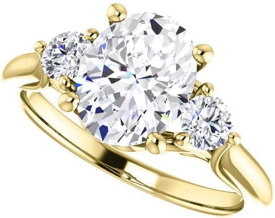 10k/14k/18k Solid Gold Handmade Engagement Ring 2CT Oval Cut Moissanite Diamond Solitaire Wedding/Bridal Rings Set for Women/Her Propose Ring