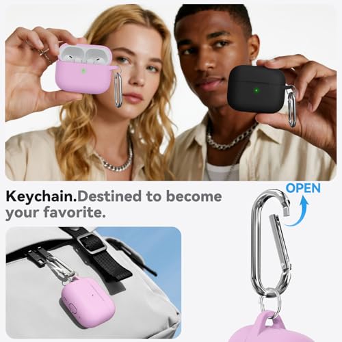 Image of Ljusmicker for AirPods Pro 3 Case 2025 with Cleaner Kit,Soft Silicone Protective Cover for Apple AirPods Pro 3rd Generation Cases for Women Men,for AirPod Pro 3 Cover with Keychain-Light Lilac