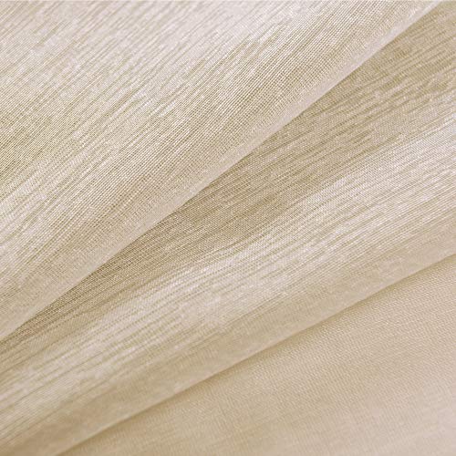 Beige Curtains 84 Inches Long For Living Room Set Of 2 Panels Grommet Window Drapes Semi Voile Linen Look Sheer Curtains For Bedroom Kids Nursery 1 Pair 52X84 Inch Length Nickel Ring Beige Tan Color #TOP5