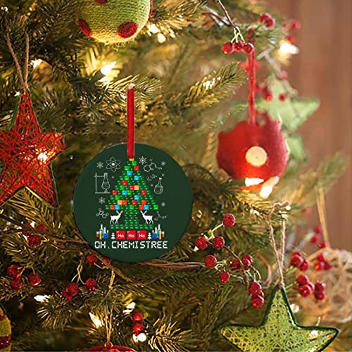 Biology Chemistry Physics Christmas Ornament - Funny Science Ornament - Gift Ceramic Holiday Decoration Present Porcelain 2.75'' Flat with Both Sides - Image 4