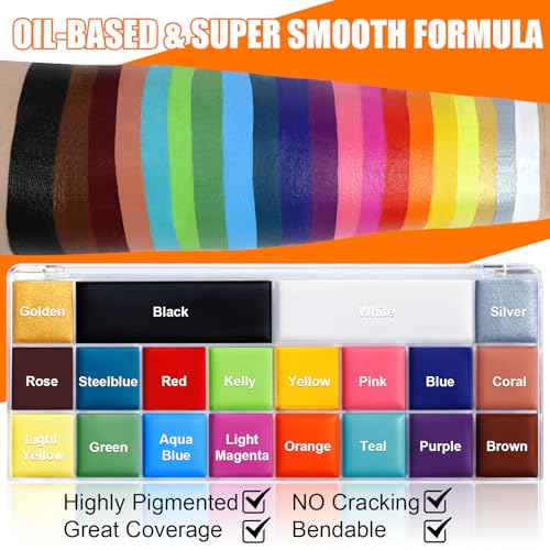 Drawdart YXLC-240613 Face Body Paint Kit, 20 Colors Oil Based Painting Palette thumb #4