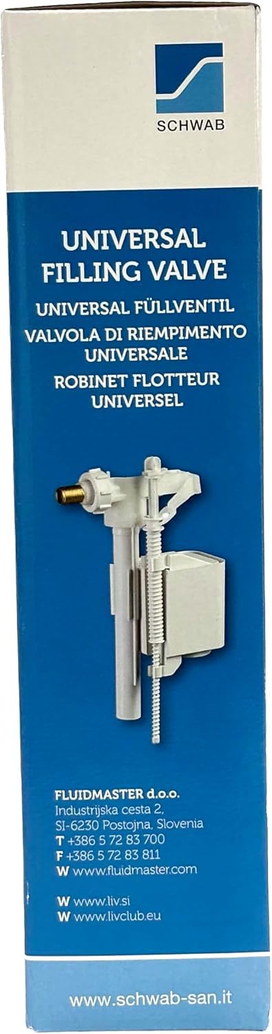 SCHWAB (marka z rodziny Fluidmaster) zawór napełniający HDV, mosiężny trzonek G 3/8" – boczny montaż, odpowiedni do ukrytych i odsłoniętych spłuczek (SKU-628458)