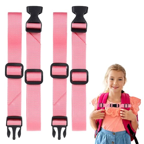 Jeqqinuz 2 Stück Verstellbarer Brustgurt Rucksack, Brustgurt Rucksack Kinder, Verstellbarer Heavy Duty Schultergurte mit Schnellverschluss für Joggen, Reisen, Klettern, Wandern, Außerhalb(Rosa)