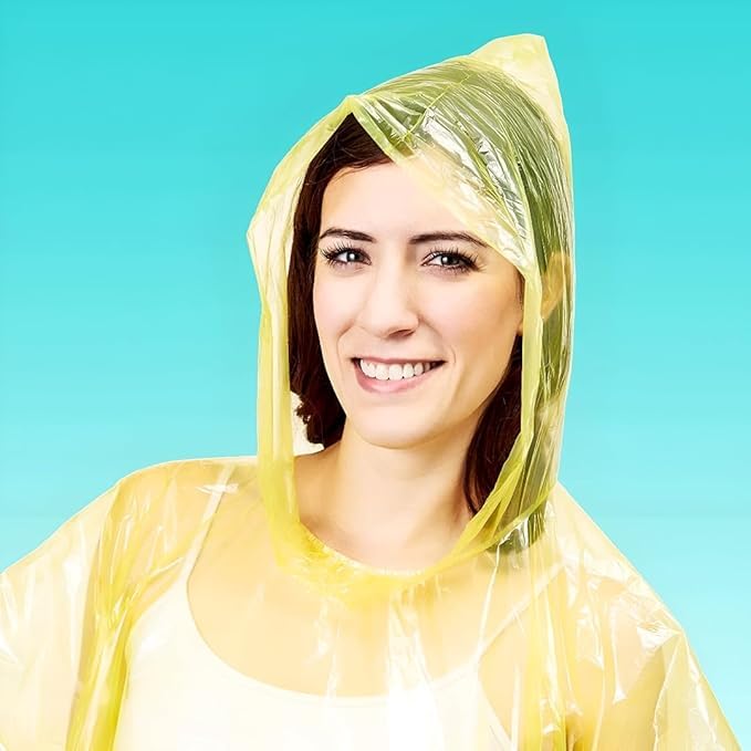 JANBAI Disposable Rain Ponchos for Adults (8-PCS) - Waterproof Emergency Rain Gear with Hood & Elastic Sleeves - Lightweight Portable Raincoat for Camping, Disney, Festivals & Hiking Clear PE Material 4