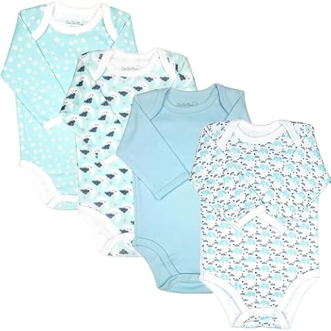 123 Bear Baby Bodysuits 100% Combed Cotton Unisex Boys Girls (Teal Print, 0-3 Months) Cover