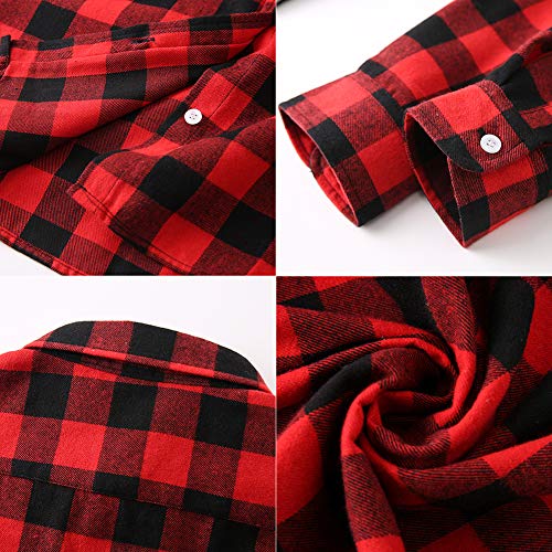 Fesky - Camicia da donna a quadri in flanella, a