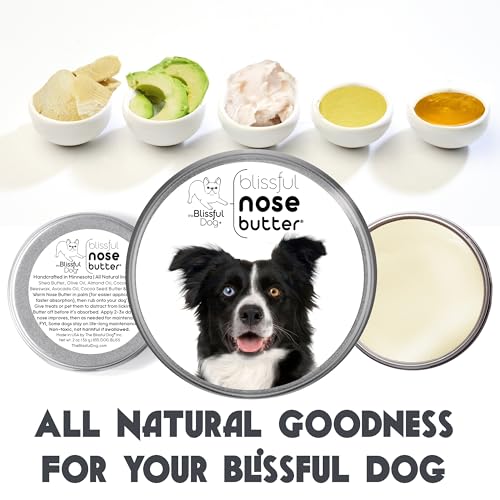 Image of The Blissful Dog Border Collie Nose Butter for Dry, Cracked Skin, Lick-Safe Dog Nose Balm with Moisturizing Shea Butter, Almond, Olive, and Essential Oils, Pet Supplies, Uncented, 4 oz.
