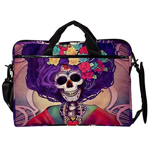 Sacoche bandoulière PC portable 14-15.4" à imprimé crâne violet