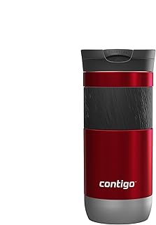 Contigo Byron Snapseal Thermobecher | Edelstahl Isolierbecher | Thermoflasche | 100% auslaufsicher | Kaffeebecher to Go mit BPA freiem Deckel | Rot | 470 ml