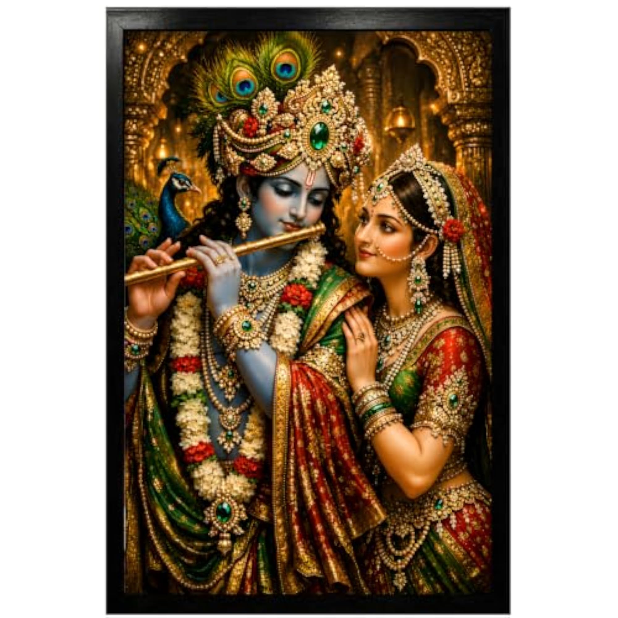 Radha Krishna Photo Frame for Home Décor, 13.5 x 10 Inch