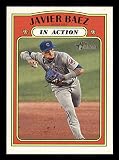 2021 Topps Heritage #52 Javier Baez In Action NM-MT Chicago Cubs Baseball