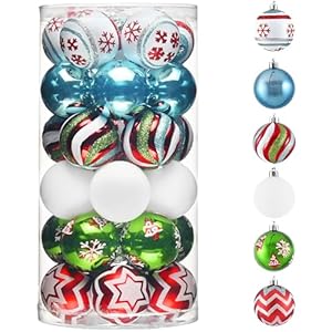 Valery Madelyn Christmas Ornaments Tree Decorations, 30ct Shatterproof Christmas Ball Ornaments Set, 2.36 Inch Decorative Hanging Ornament Bulk for Xmas Holiday Party Decor
