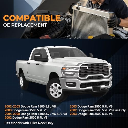 Image of Auto Dynasty 2480 Radiator for 2002-2008 Dodge Ram 1500 2500 3500 | 1-Row Cooling Radiator Fit 3.7L 4.7L 5.7L 5.9L V6 V8 Models, Aluminum Core, DPI 2480
