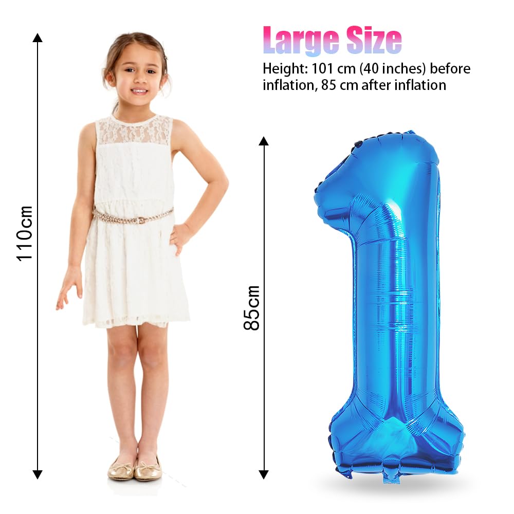 Foil Globo Número 5 Azul 40" (101cm), Inflable Helio o aire, Gigante Numeros 0-9, 10-19, 20-29, 30-100, Grande Globos Decoración para La Boda Aniversario y Cumpleaños Fiestas — view 42