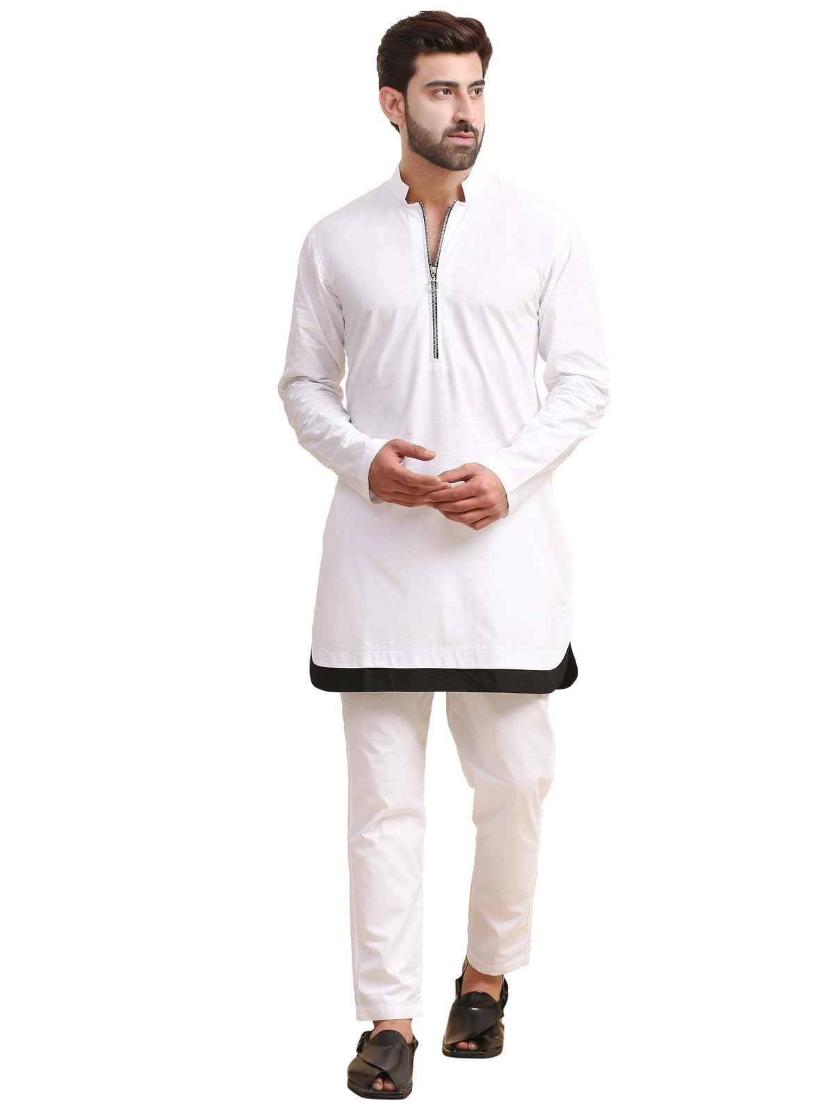 midav Mens Cotton Poplin Kurta for Festivals & Events | Solid Plain Weave Full Sleeves Mandarin Collar Kurta |Classic Design, Premium Comfort, and Versatile Style |IFK077-A_P-picture-3