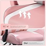 Yaheetech Gaming Chair, Video Game Chair with Massage Lumbar Support and Footrest Height Adjustable Ergonomic Computer Chair with Swivel Seat and Headrest, Pink/White - Image 5