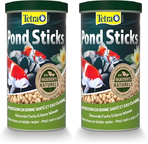 Tetra Pond Sticks, Alimento para Peces de Estanque, para Peces sanos y Agua Clara en el Estanque del jardín, 1 L (Paquete de 2)